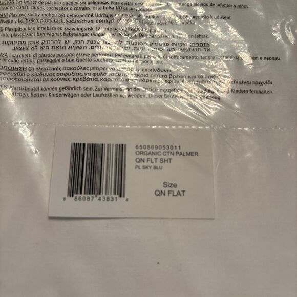 Ralph Lauren Organic Cotton Percale Palmer Queen Flat Sheet $175 White/Sky Blue - Picture 5 of 5